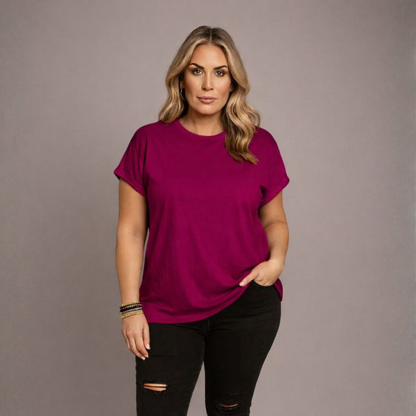 Premium Box Cut T-shirt with Roll Cap Sleeves