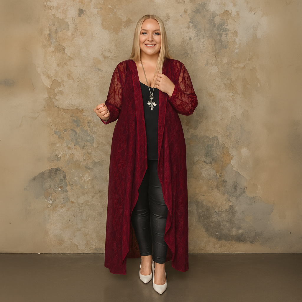 Lace Waterfall Long Duster Jacket