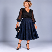 Sparkly Elastic Waist A-Line Swing Skirt