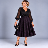 Sparkly Elastic Waist A-Line Swing Skirt