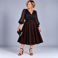 Sparkly Elastic Waist A-Line Swing Skirt