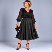 Sparkly Elastic Waist A-Line Swing Skirt