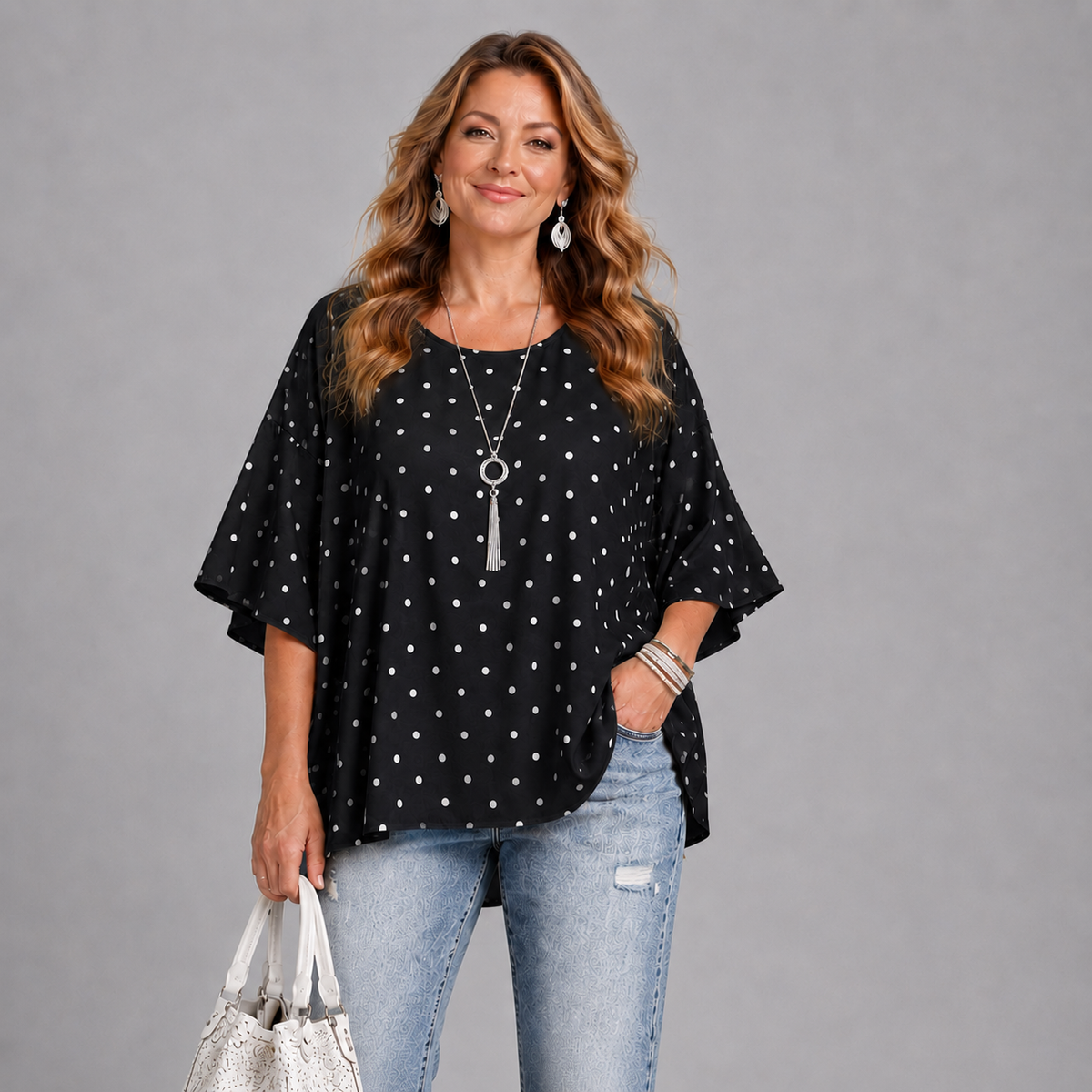 Fluted Sleeve Swing Top Blouse