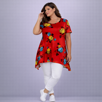 Peony Slinky Hanky Hem Swing Top