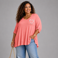 Swing Top with RockThoseCurves™ Heart Motif & Button Tab Sleeves