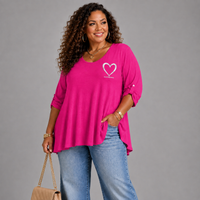 Swing Top with RockThoseCurves™ Heart Motif & Button Tab Sleeves
