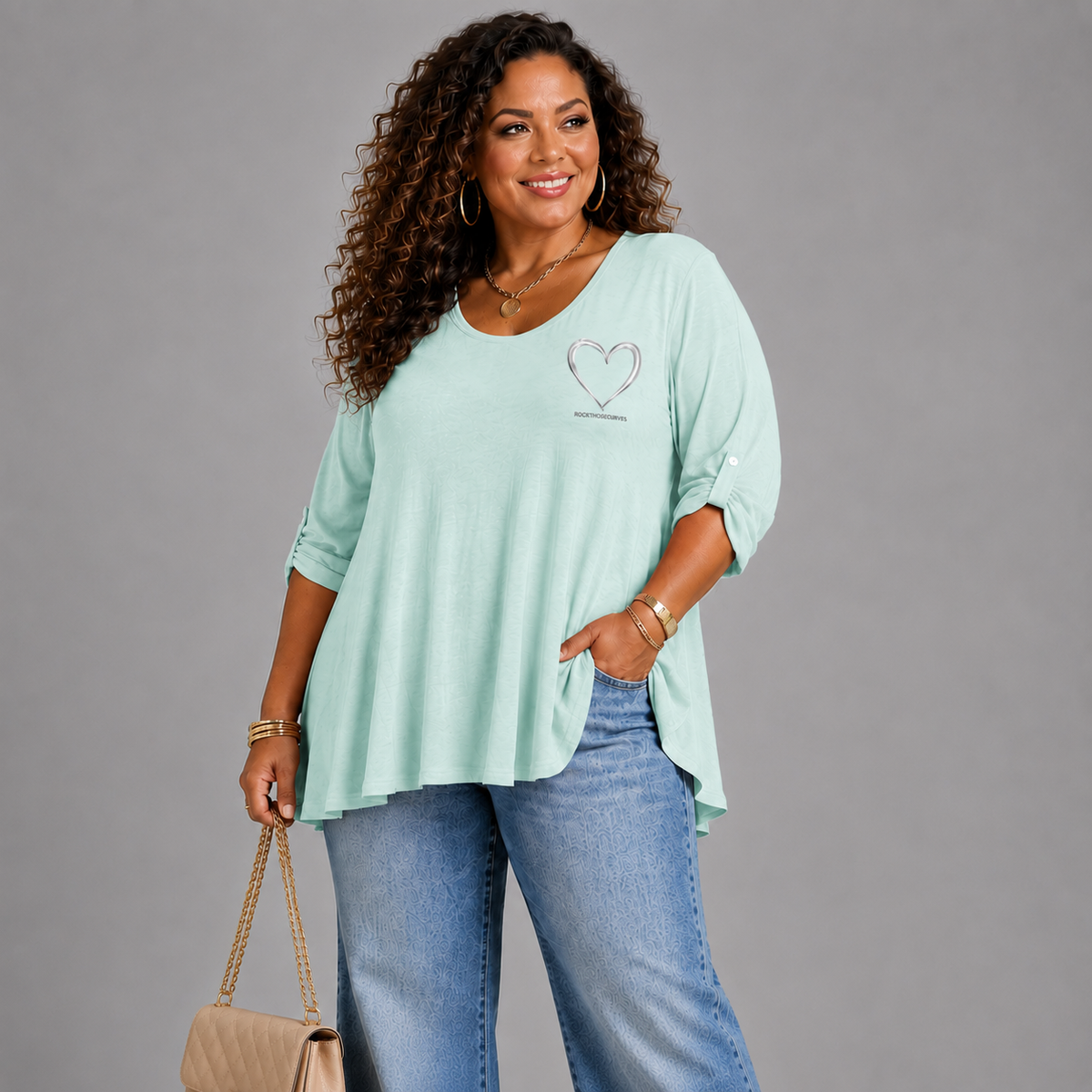 Swing Top with RockThoseCurves™ Heart Motif & Button Tab Sleeves