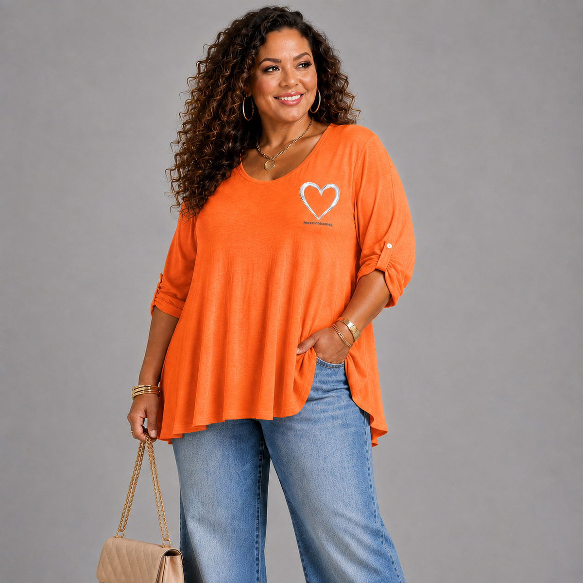 Swing Top with RockThoseCurves™ Heart Motif & Button Tab Sleeves