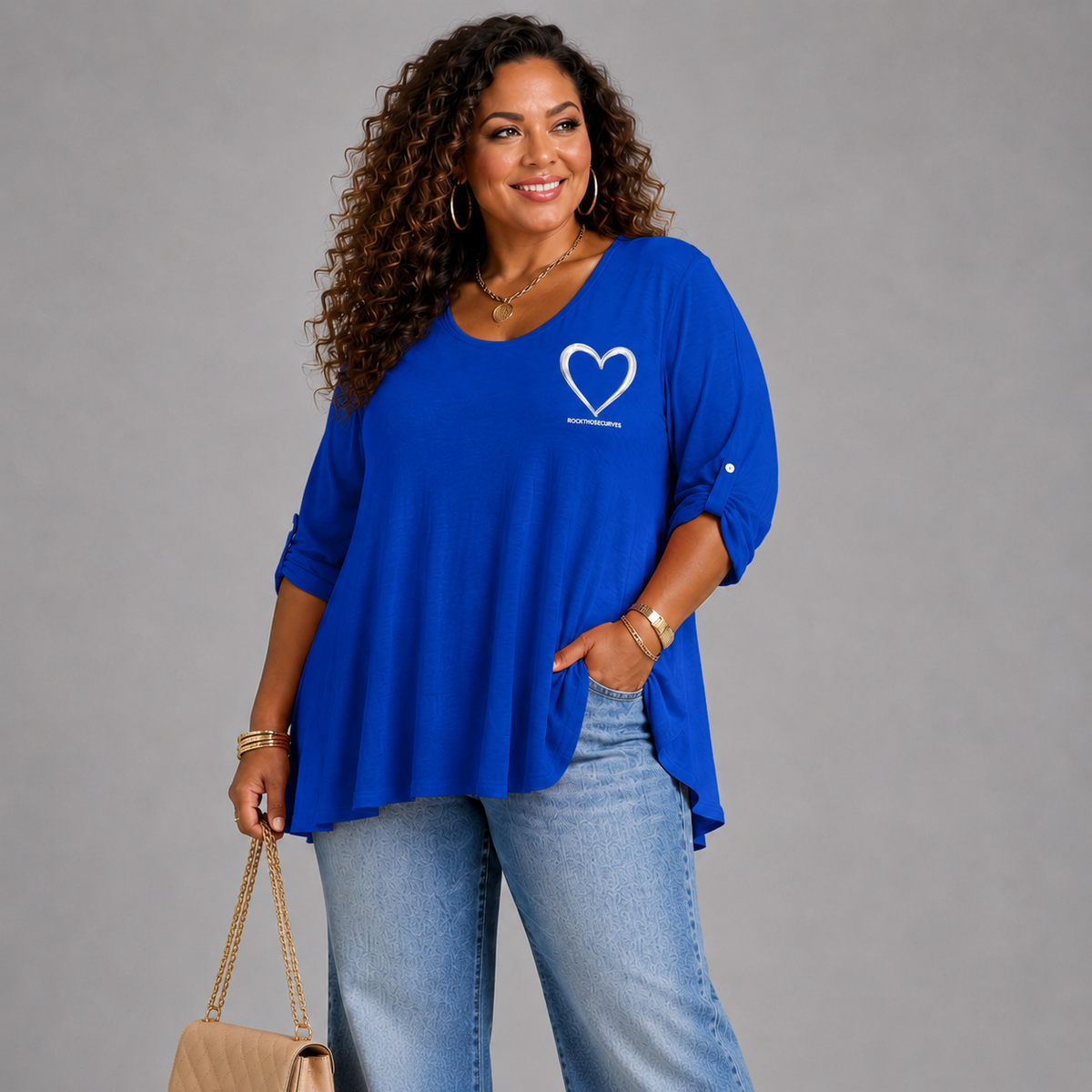 Swing Top with RockThoseCurves™ Heart Motif & Button Tab Sleeves