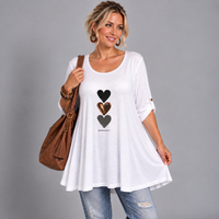 Three Hearts Swing Top With Button Tab Sleeves