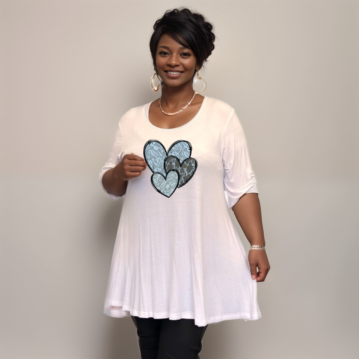 Swing Top with Camo & Leopard Hearts