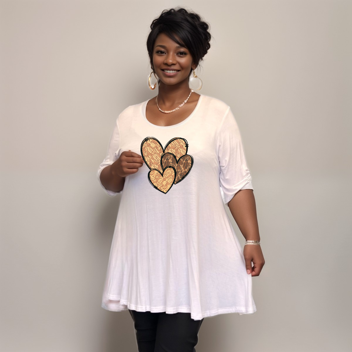 Swing Top with Camo & Leopard Hearts