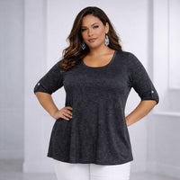 3/4 Button Sleeve Sleeve Swing Top