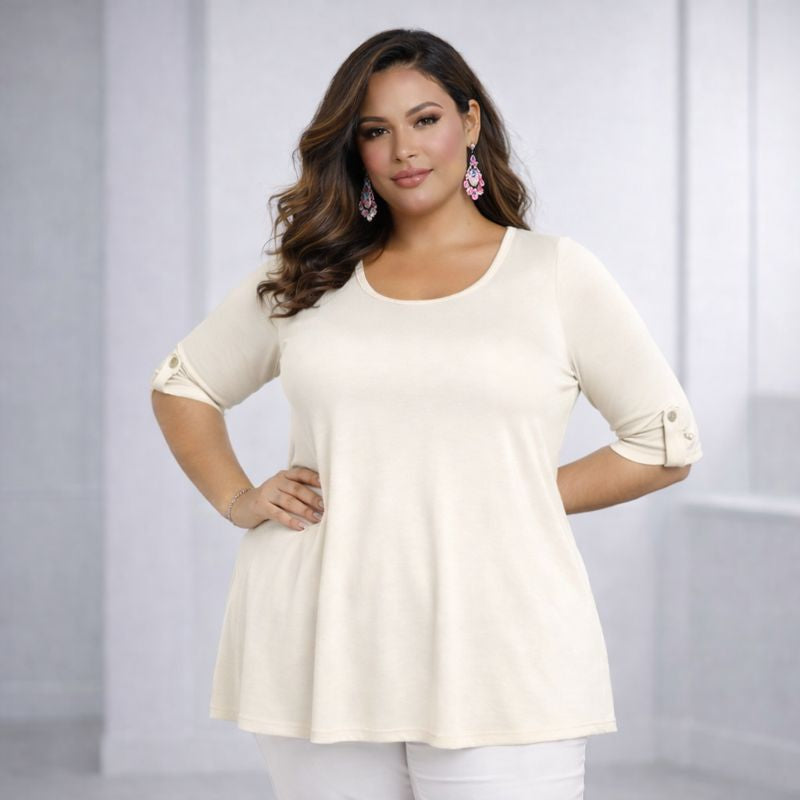 3/4 Button Sleeve Sleeve Swing Top