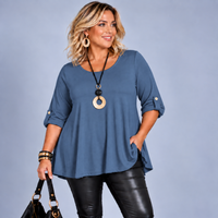 3/4 Button Sleeve Sleeve Swing Top