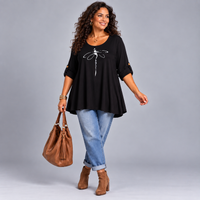 Dragonfly Button Sleeve Swing Top