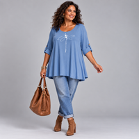 Dragonfly Button Sleeve Swing Top
