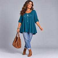 Dragonfly Button Sleeve Swing Top