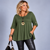 3/4 Button Sleeve Sleeve Swing Top