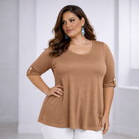 3/4 Button Sleeve Sleeve Swing Top
