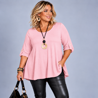 3/4 Button Sleeve Sleeve Swing Top