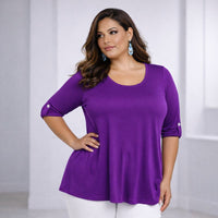 3/4 Button Sleeve Sleeve Swing Top