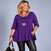 3/4 Button Sleeve Sleeve Swing Top