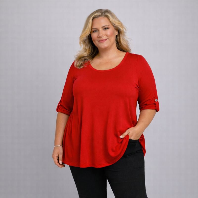 3/4 Button Sleeve Sleeve Swing Top