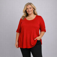 3/4 Button Sleeve Sleeve Swing Top