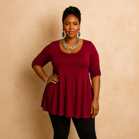 3/4 Button Sleeve Sleeve Swing Top