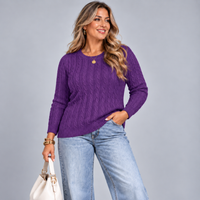 Cable Knit Long Sleeve Round Neck Jumper