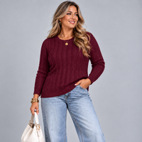 Cable Knit Long Sleeve Round Neck Jumper