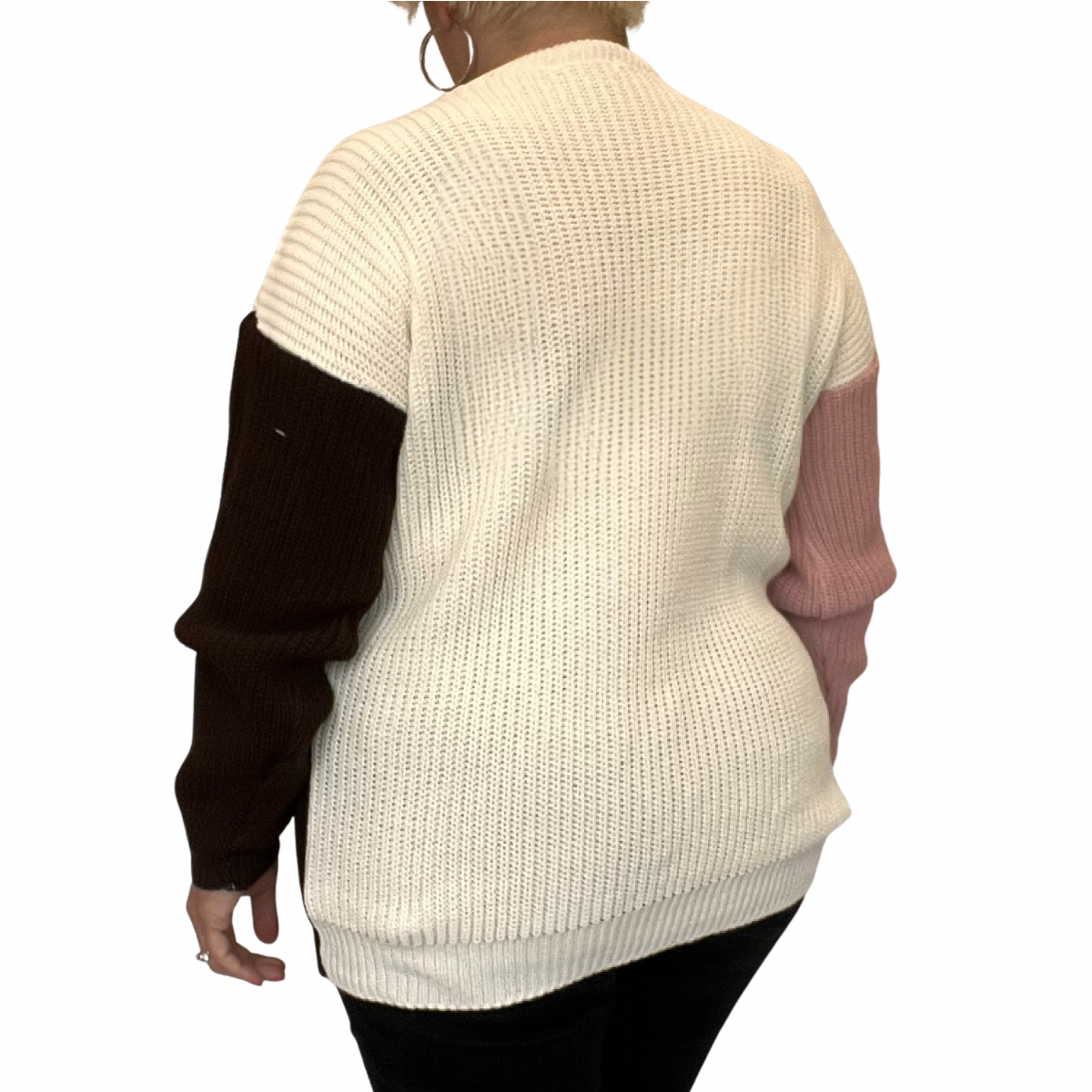 Round Neck Jumper with Triangle 3 Colour Pattern
