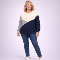 Round Neck Jumper with Triangle 3 Colour Pattern