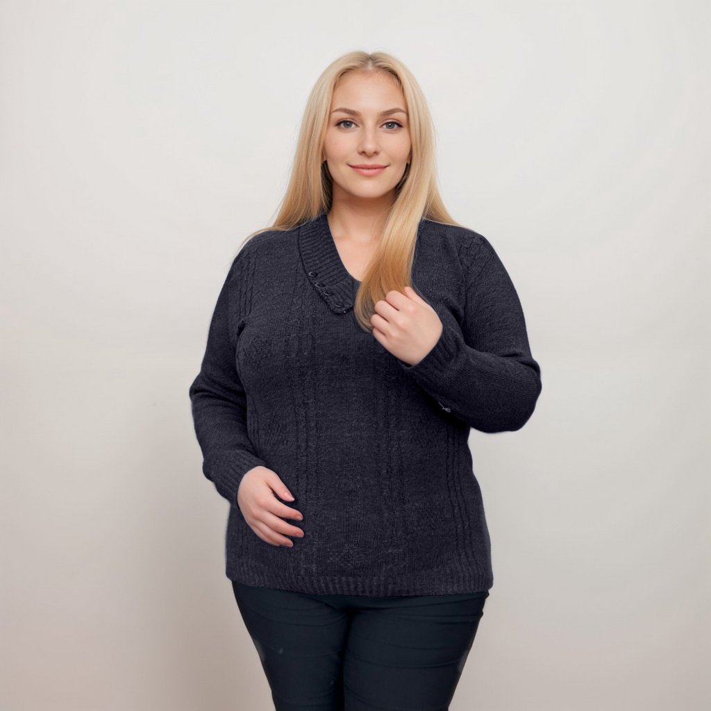 BUTTON V NECK CABLE JUMPER