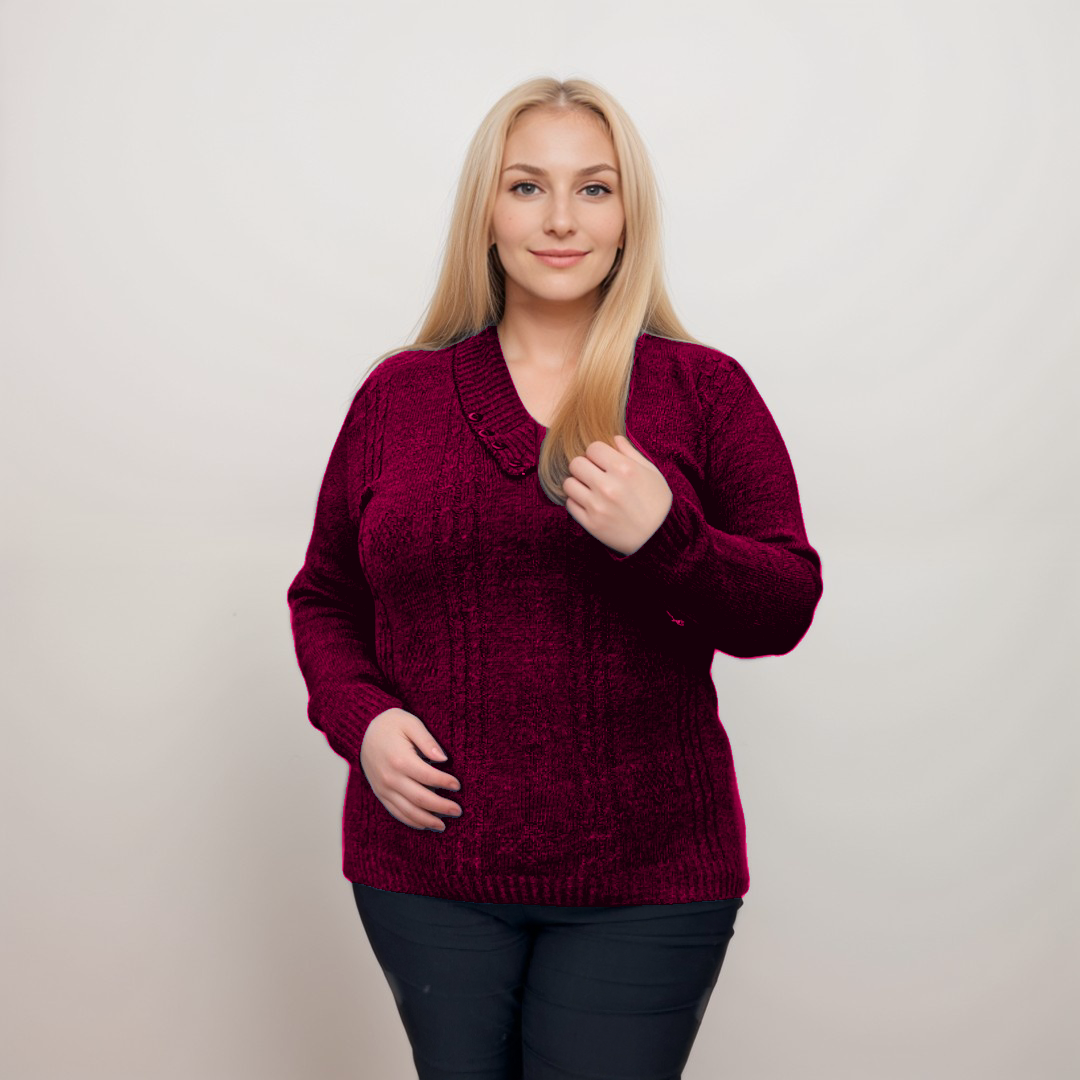 BUTTON V NECK CABLE JUMPER