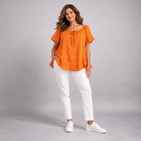 Floral Elastic Neck Short Sleeve Top