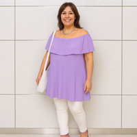 Crinkled Pleated Long Off Shoulder Top