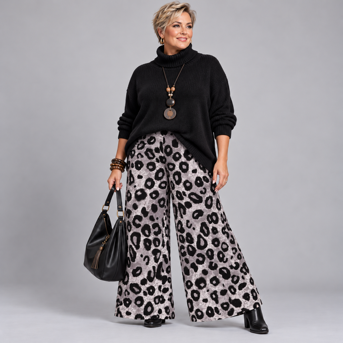 Peacock Print Elasticated Waist Palazzo Trousers