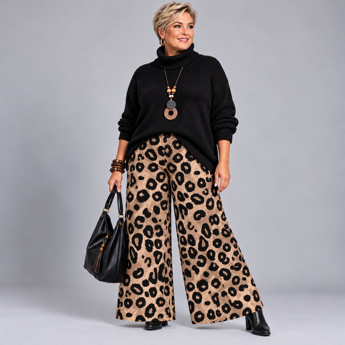 Peacock Print Elasticated Waist Palazzo Trousers