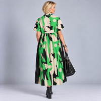 Stone Green & Black Shirt Dress with Pockets