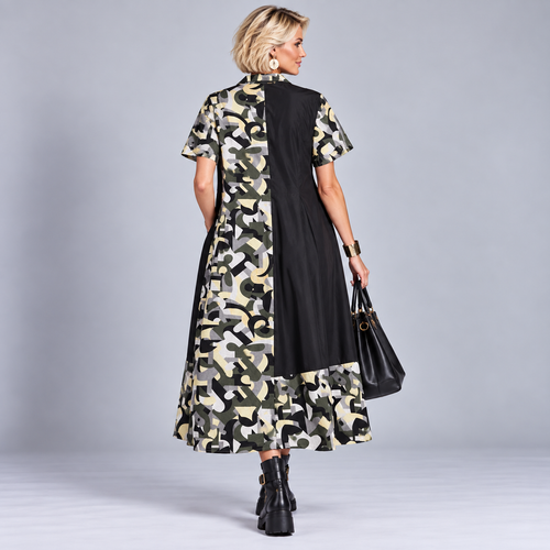 Khaki Camo Shirt Dress with Pockets
