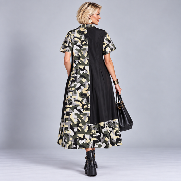 Khaki Camo Shirt Dress with Pockets