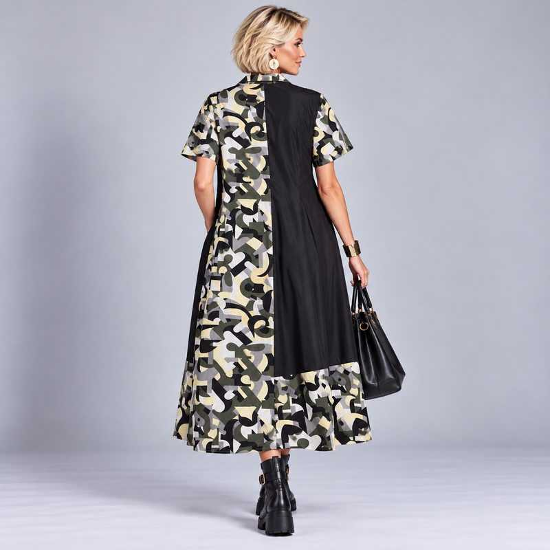 Khaki Camo Shirt Dress with Pockets