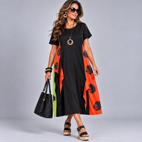 Black Midi Dress with Bright Coloured Panels