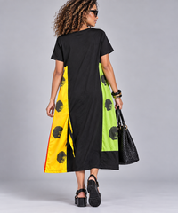 Black Midi Dress with Bright Coloured Panels