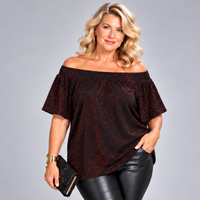 Bardot Off Shoulder Trumpet Sleeve Sparkly Top