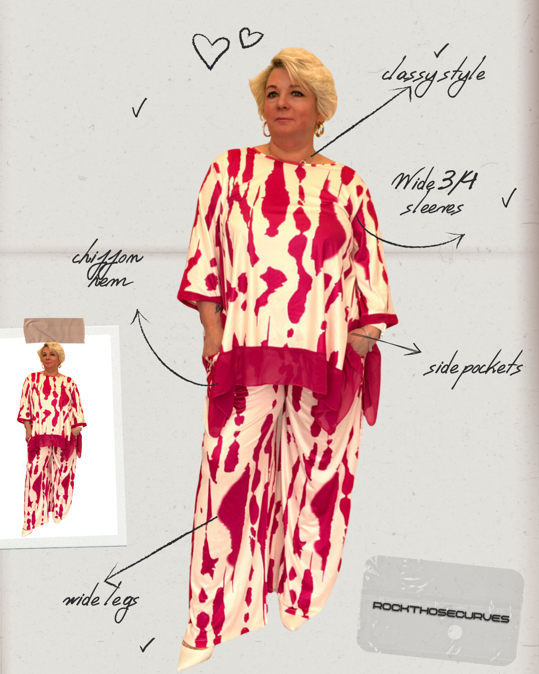 SPLASH EFFECT TWO-PIECE OUTFIT SET PALAZZO TROUSERS + TOP