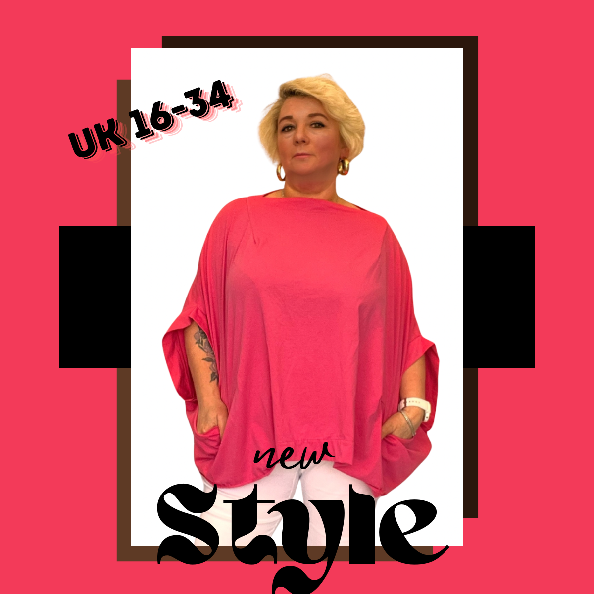 ROCKTHOSECURVES OVERSIZED SLASH NECK TOP WITH SIDE POCKETS