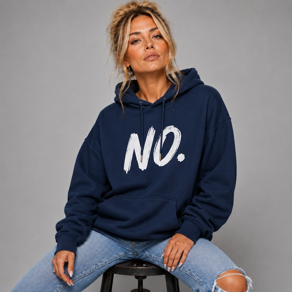 Oversized Cotton Hoodie with NO logo